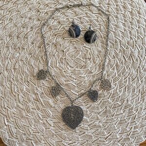 Set of pewter necklace and earrings